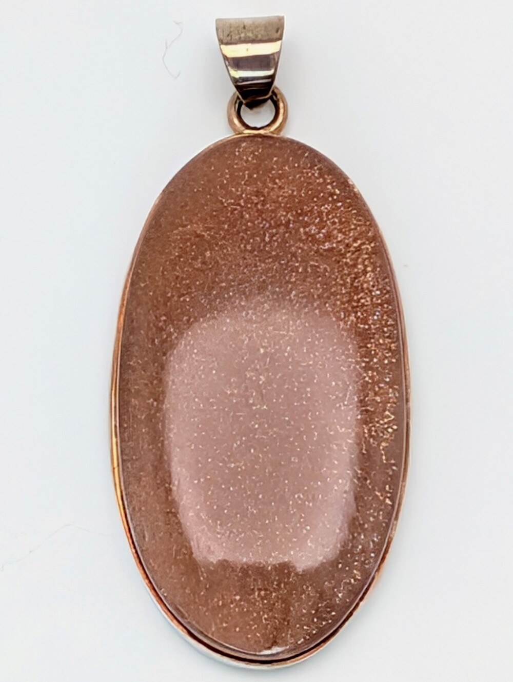 Large Peach Moonstone S925 Sterling Silver Gemstone Oval Cabachon Pendant